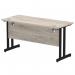 Impulse 1400 x 600mm Straight Office Desk Grey Oak Top Black Cantilever Leg MI003352