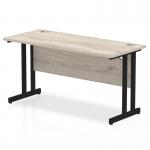 Impulse 1400 x 600mm Straight Office Desk Grey Oak Top Black Cantilever Leg MI003352