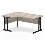 Impulse 1600mm Left Crescent Desk Grey Oak Top Black Cantilever Leg MI003353