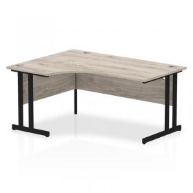 Impulse 1600mm Left Crescent Office Desk Grey Oak Top Black Cantilever Leg MI003353