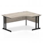 Impulse 1600mm Right Crescent Desk Grey Oak Top Black Cantilever Leg MI003360