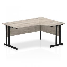 Impulse 1600mm Right Crescent Office Desk Grey Oak Top Black Cantilever Leg MI003360