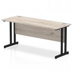 Impulse 1600 x 600mm Straight Office Desk Grey Oak Top Black Cantilever Leg MI003361