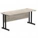 Impulse 1600 x 600mm Straight Office Desk Grey Oak Top Black Cantilever Leg MI003361