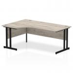 Impulse 1800mm Left Crescent Desk Grey Oak Top Black Cantilever Leg MI003362