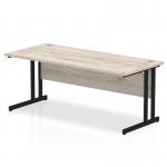 Impulse 1800 x 800mm Straight Desk Grey Oak Top Black Cantilever Leg MI003363