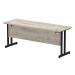 Impulse 1800 x 600mm Straight Office Desk Grey Oak Top Black Cantilever Leg MI003370