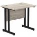 Impulse 800 x 600mm Straight Office Desk Grey Oak Top Black Cantilever Leg MI003371