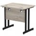 Impulse 800 x 600mm Straight Office Desk Grey Oak Top Black Cantilever Leg MI003371