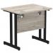 Impulse 800 x 600mm Straight Office Desk Grey Oak Top Black Cantilever Leg MI003371