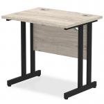 Impulse 800 x 600mm Straight Office Desk Grey Oak Top Black Cantilever Leg MI003371