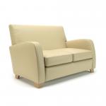 Wynne 132cm Wide Sofa Cream Faux Leather Light Wood Feet NSS00383