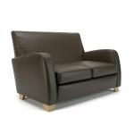 Wynne 132cm Wide Sofa Mocha Faux Leather Light Wood Feet NSS00475