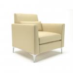 Roselle 90cm Wide Armchair Cream Faux Leather Chrome Feet NSS01337