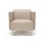 Napa Slim Arm 75cm Wide Armchair Taupe Faux Leather Chrome Feet NSS03069
