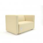 Carmel 130cm Wide Sofa Cream Faux Leather Light Wood Feet With Socket NSS04018