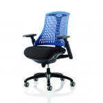Flex Task Operator Chair Black Frame With Black Fabric Seat Blue Back With Arms OP000045