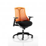Flex Task Operator Chair Black Frame With Black Fabric Seat Orange Back With Arms OP000049