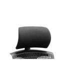 The photo features a black shell with a flexible headrest and black fabric, creating a sleek and modern look for a dynamic seating accessory.
