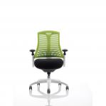 Flex Task Operator Chair White Frame Black Fabric Seat With Green Back With Arms OP000059