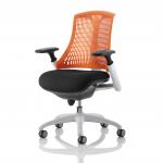 Flex Task Operator Chair White Frame Black Fabric Back With Orange Back With Arms OP000062