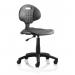 This image showcases a sleek and modern dynamic general desk chair. The chair features a black polyurethane seat and back, and is designed to be easily wiped clean. It does not have arms, giving it a more open and versatile look. Perfect for any office space.