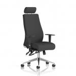 Onyx Ergo Posture Chair With Height Adjustable Arms With Headrest Black Fabric OP000094