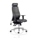 Onyx Ergo Posture Chair Black Bonded Leather With Headrest With Arms