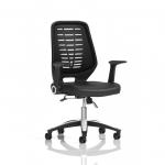Relay Task Operator Chair Black Back With Folding Arms Black Leather Seat OP000117