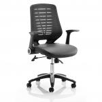 Relay Task Operator Chair Leather Seat Black Back With Arms OP000117
