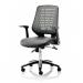 Relay Task Operator Chair Silver Back With Folding Arms Black Leather Seat OP000118