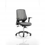 Relay Task Operator Chair Leather Seat Silver Back With Folding Arms OP000118