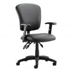 Toledo Task Operator Chair Black Leather With Arms OP000133