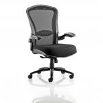 Houston Heavy Duty Task Operator Chair Mesh Back Black Fabric Seat With Arms OP000181