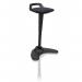 The photograph shows a sleek and modern spry stool with a black frame and black fabric, designed to enhance dynamic posture and provide comfortable seating. Its minimalist design blends seamlessly into any space.