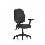 Eclipse Plus II Lever Task Operator Chair Black Bonded Leather With Height Adjustable And Folding Arms OP000264