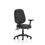 Eclipse Plus III Lever Task Operator Chair Black Bonded Leather With Height Adjustable And Folding Arms OP000276