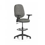 Eclipse Plus I Lever Task Operator Chair With High Rise Draughtsman Kit With Height Adjustable And Folding Arms Charcoal OP000332