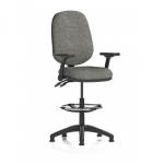 Eclipse Plus II Lever Task Operator Chair With High Rise Draughtsman Kit With Height Adjustable And Folding Arms Charcoal OP000335