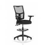 Eclipse Plus II Lever Task Operator Chair Mesh Back With High Rise Draughtsman Kit With Height Adjustable And Folding Arms Black OP000337