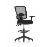 Eclipse Plus II Lever Task Operator Chair Deluxe Mesh Back With High Rise Draughtsman Kit With Height Adjustable And Folding Arms Black OP000341