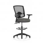 Eclipse Plus II Lever Task Operator Chair Deluxe Mesh Back With High Rise Draughtsman Kit With Height Adjustable And Folding Arms Charcoal OP000343