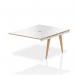 Oslo 1200mm B2B Office Bench Desk Ext Kit White Top Natural Wood Edge White Frame OSL0100