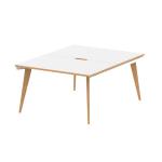 Oslo 1200mm B2B 2 Person Office Bench Desk White Top Natural Wood Edge White Frame OSL0103