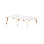 Oslo 1200mm B2B 4 Person Office Bench Desk White Top Natural Wood Edge White Frame OSL0104