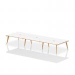 Oslo 1200mm B2B 6 Person Office Bench Desk White Top Natural Wood Edge White Frame OSL0105