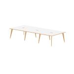 Oslo 1200mm B2B 6 Person Office Bench Desk White Top Natural Wood Edge White Frame OSL0105