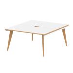 Oslo 1400mm B2B 2 Person Office Bench Desk White Top Natural Wood Edge White Frame OSL0106
