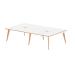 Oslo B2B White Frame Wooden Leg Bench Desk 1400 White With Natural Wood Edge (4 Pod) OSL0107