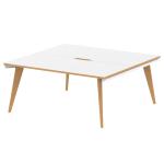 Oslo 1600mm B2B 2 Person Office Bench Desk White Top Natural Wood Edge White Frame OSL0109